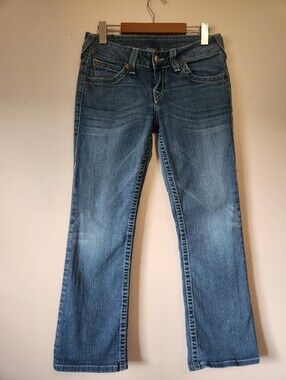 True Religion Vintage Hi-Rise Bootcut Jeans Medium Wash Flap Pocket Size 29 EUC